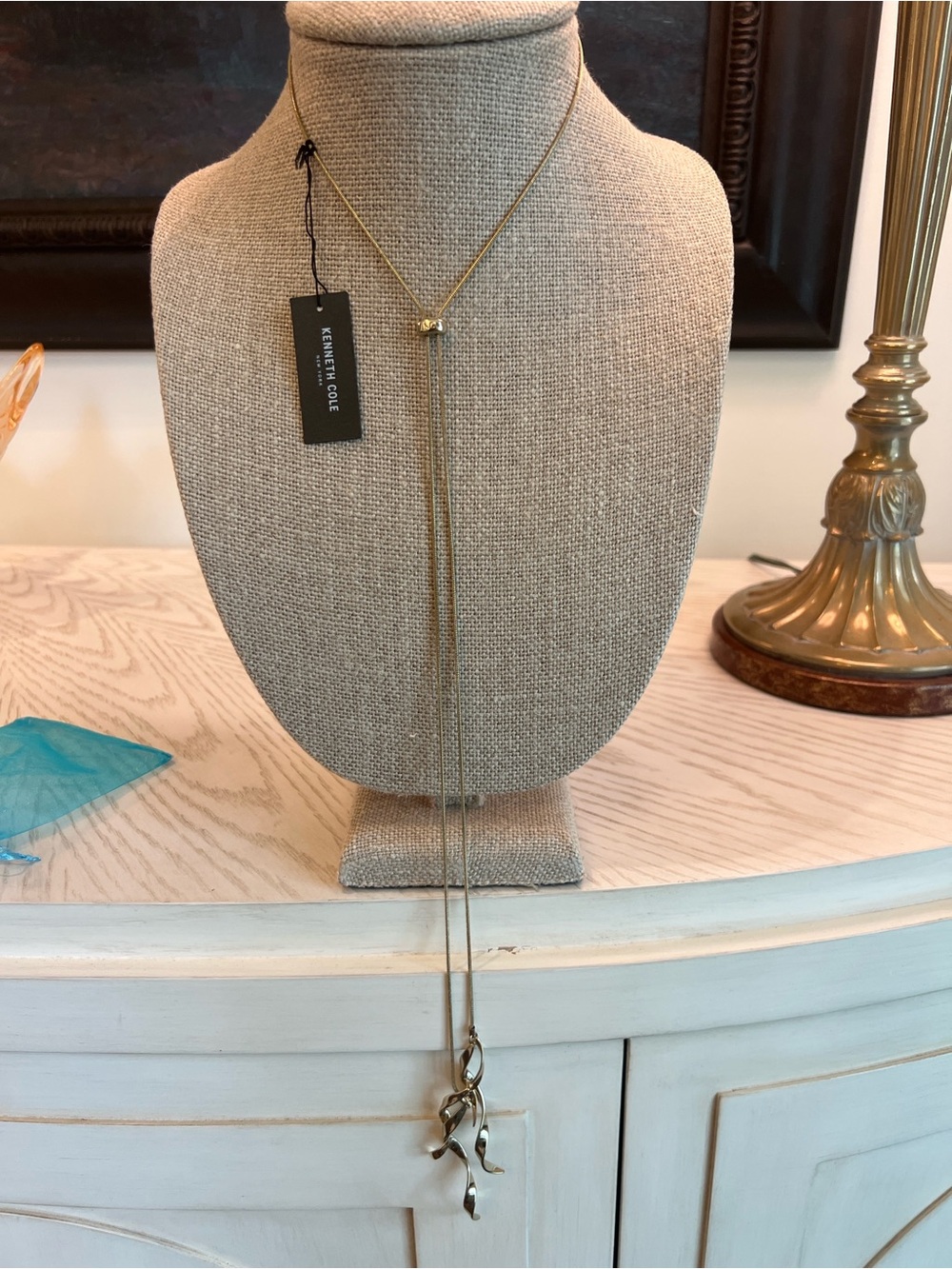 Kenneth Cole Gold-Tone Adjustable Lariat Twisted Pendant Necklace